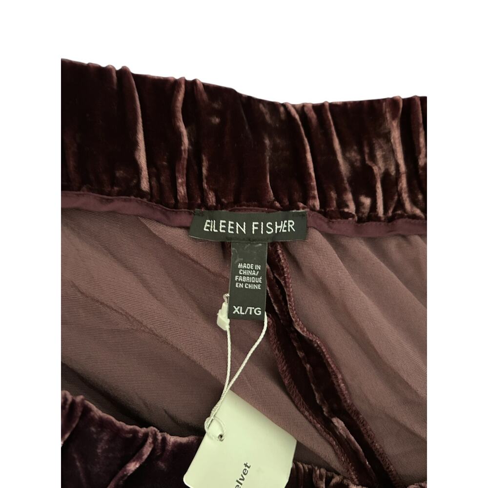 Eileen Fisher Velvet Pants Silk Slouchy Ankle Purple Large - Picture 4 of 5